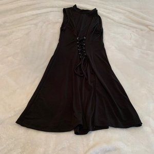 Key & Lime Black Faux Corset Tie Mini Dress Size S